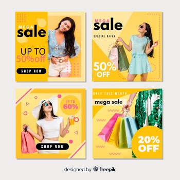 Instagram collection of women fashion banners Free Vector