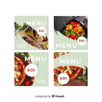 Instagram culinary photo posts Free Vector
