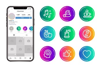 Instagram gradient stories highlights Free Vector