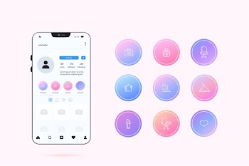 Instagram gradient stories highlights Free Vector