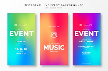 Instagram live event gradient insta stories template set Free Vector