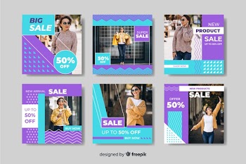 Instagram post collection of women fashion banners Free Vector