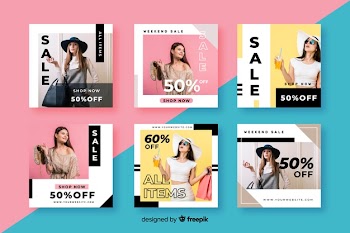Instagram post collection template with photo Free Vector