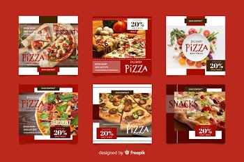 Instagram post collection template with photo Free Vector