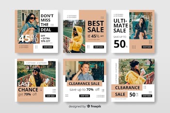Instagram post collection template with photo Free Vector