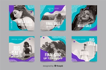 Instagram post collection template with photo Free Vector