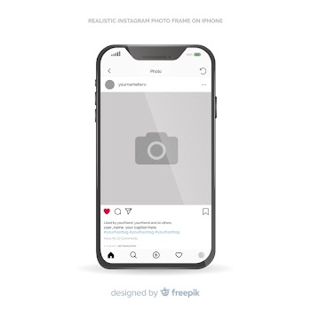 Instagram post template on iphone Free Vector