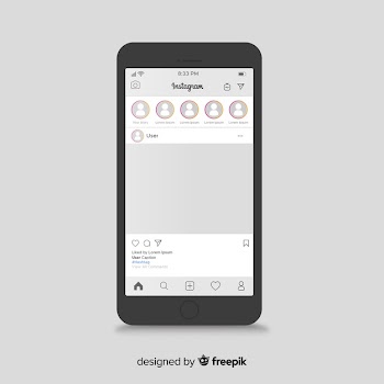 Instagram post template on iphone Free Vector
