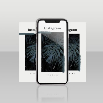 Instagram post template with smartphone and floral concept Free Psd