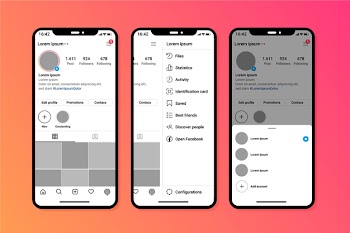 Instagram profile interface template with mobile phone Free Vector