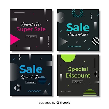 Instagram sales post set Free Vector