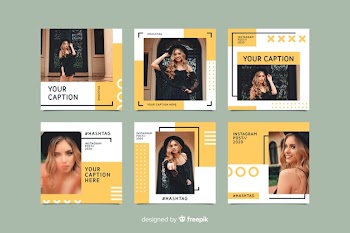 Instagram set of posts template Free Vector