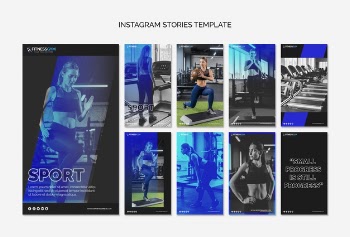 Instagram stories collection with fitness concept Free Psd