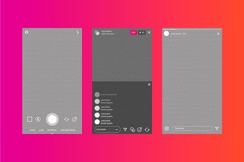 Instagram stories interface template and gradient background Free Vector