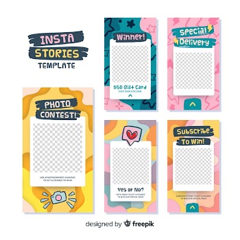 Instagram stories template with empty frame Free Vector