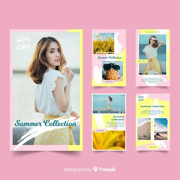 Instagram stories templates of fashion Free Vector