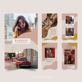 Instagram stories templates of fashion Free Vector