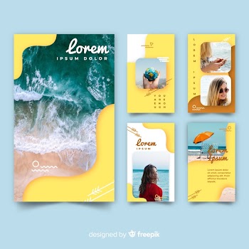 Instagram stories templates of travel Free Vector