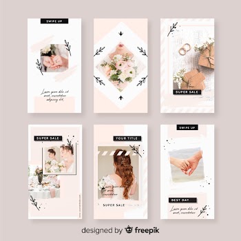 Instagram stories templates with empty frame Free Vector