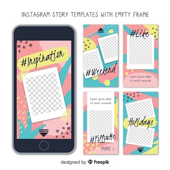 Instagram stories templates with empty frame Free Vector