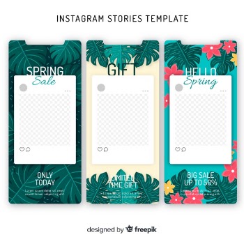 Instagram stories templates with empty frame Free Vector