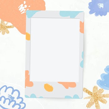 Instant camera frame psd flower doodle floral background