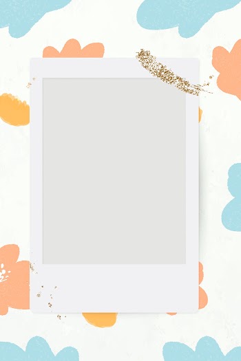 Instant camera frame vector flower doodle floral background