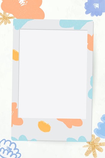 Instant camera frame vector flower doodle floral background
