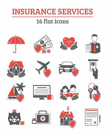 Insurance services icons set Free Vector