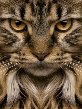 Intense Portrait of a Long-Haired Tabby Cat