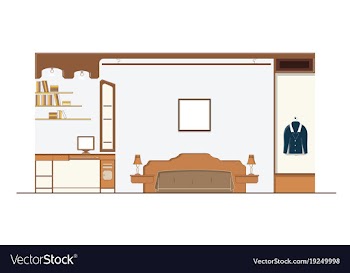 Interior bedroom design with furniture vector image