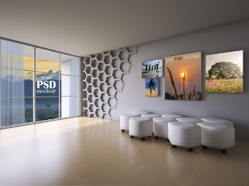 Interior design living room with frame mockup and view mockup