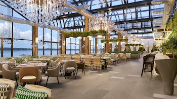 Interior Design Of A Glass Wall Restaurant 