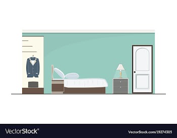 Interior green bedroom design with furniture vector image