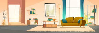 Interior of living room with sofa Free Vector
