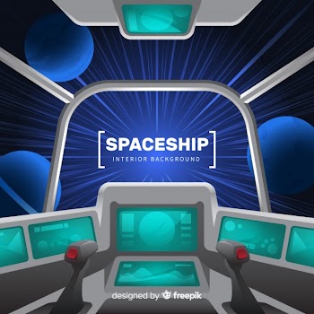 Interior spaceship background with flat design