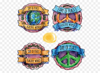 International Day of Peace Badge - Watercolor Peace Day vector badge 