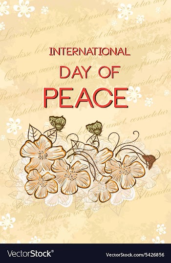 International Day of Peace with doodle flowers vector image