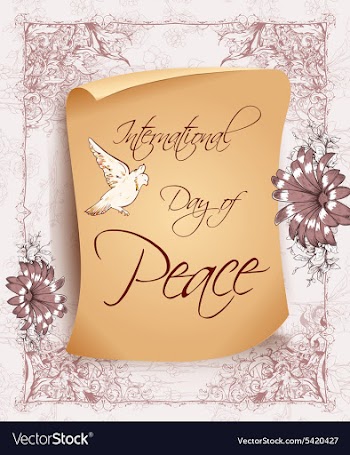 International Day of Peace with old paper vector image