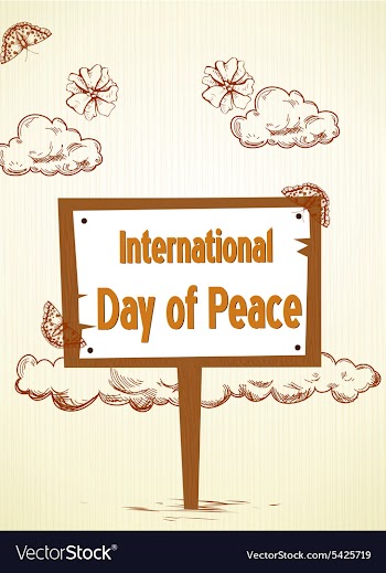 International Day of Peace with wood sign vector image