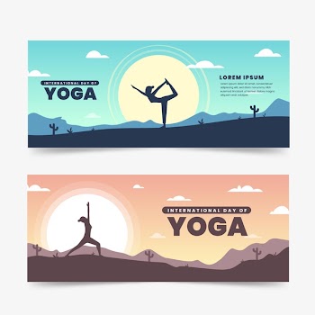 International day of yoga banner Free Vector