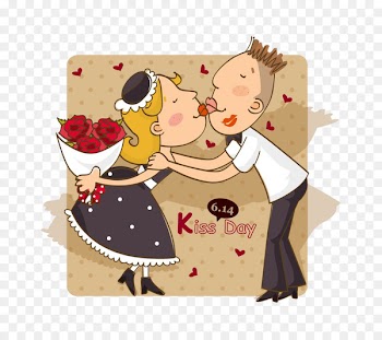 International Kissing Day Valentines Day Propose Day - Cartoon couple kissing 