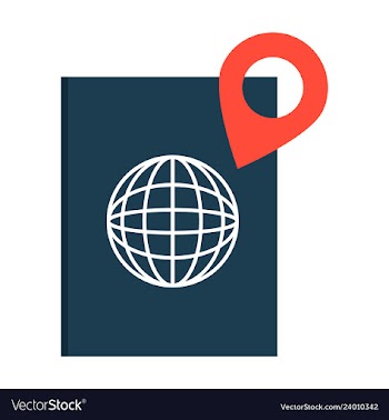 International passport template with gps location vector image