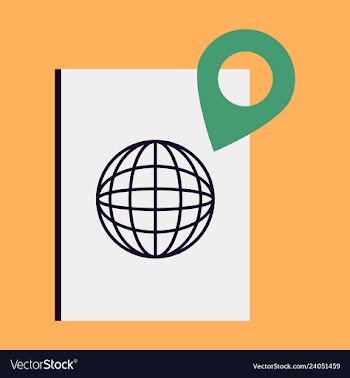 International passport template with gps location vector image