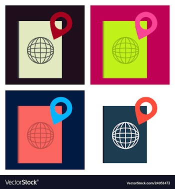 International passport template with gps location vector image