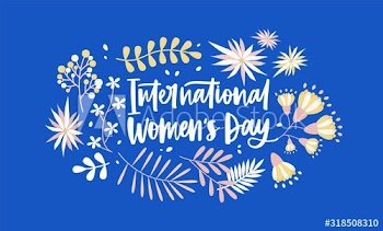 International Women s Day greeting card flat illustration