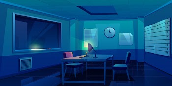 Interrogation room in police station interior Free Vector