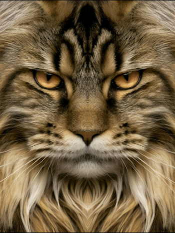 Intimate Close-Up of a Long-Haired Tabby Cat
