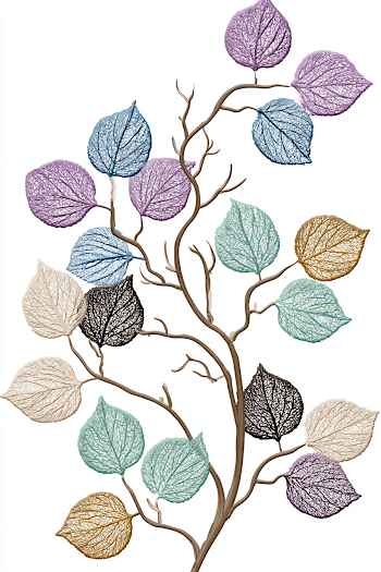 Intricate Botanical Illustration of Leaf Skeletons