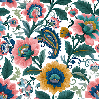 Intricate Jacobean Floral Pattern in Vibrant Colors